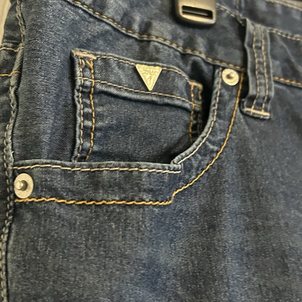 Guess Jeans Womens 34 Straight Y2K Denim Mid Rise Embroidered Pocket Retro Ankle - Picture 4 of 9